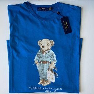 Ralph Lauren Polo Bear Men`s T-Shirt 2XL Blue Cotton Short Sleeve Crew Neck New